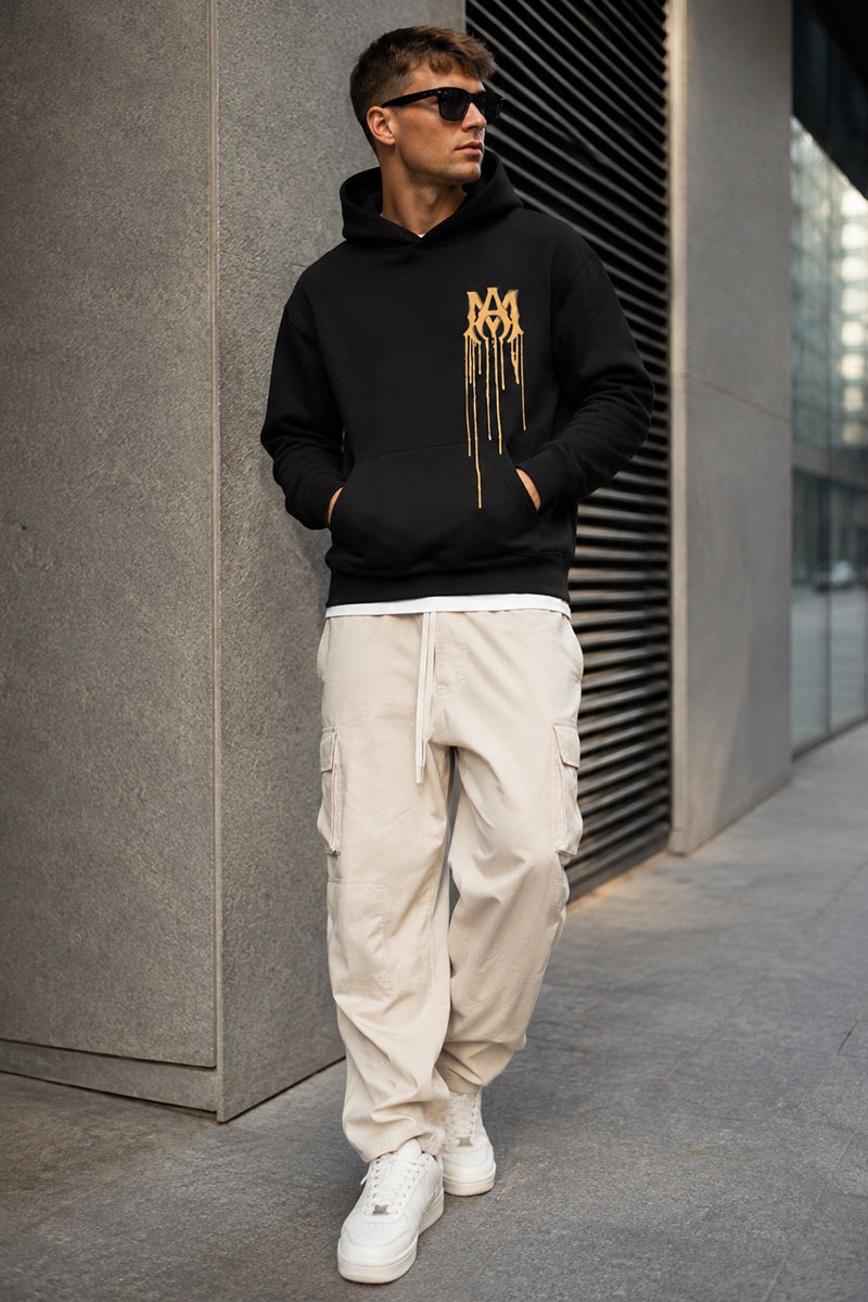 Amiri Мужское худи чёрного цвета logo-print