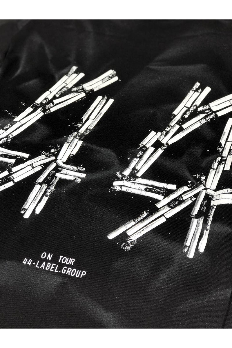 Designer Clothing Чёрная оверсайз футболка 44 Label Group smoke-effect 