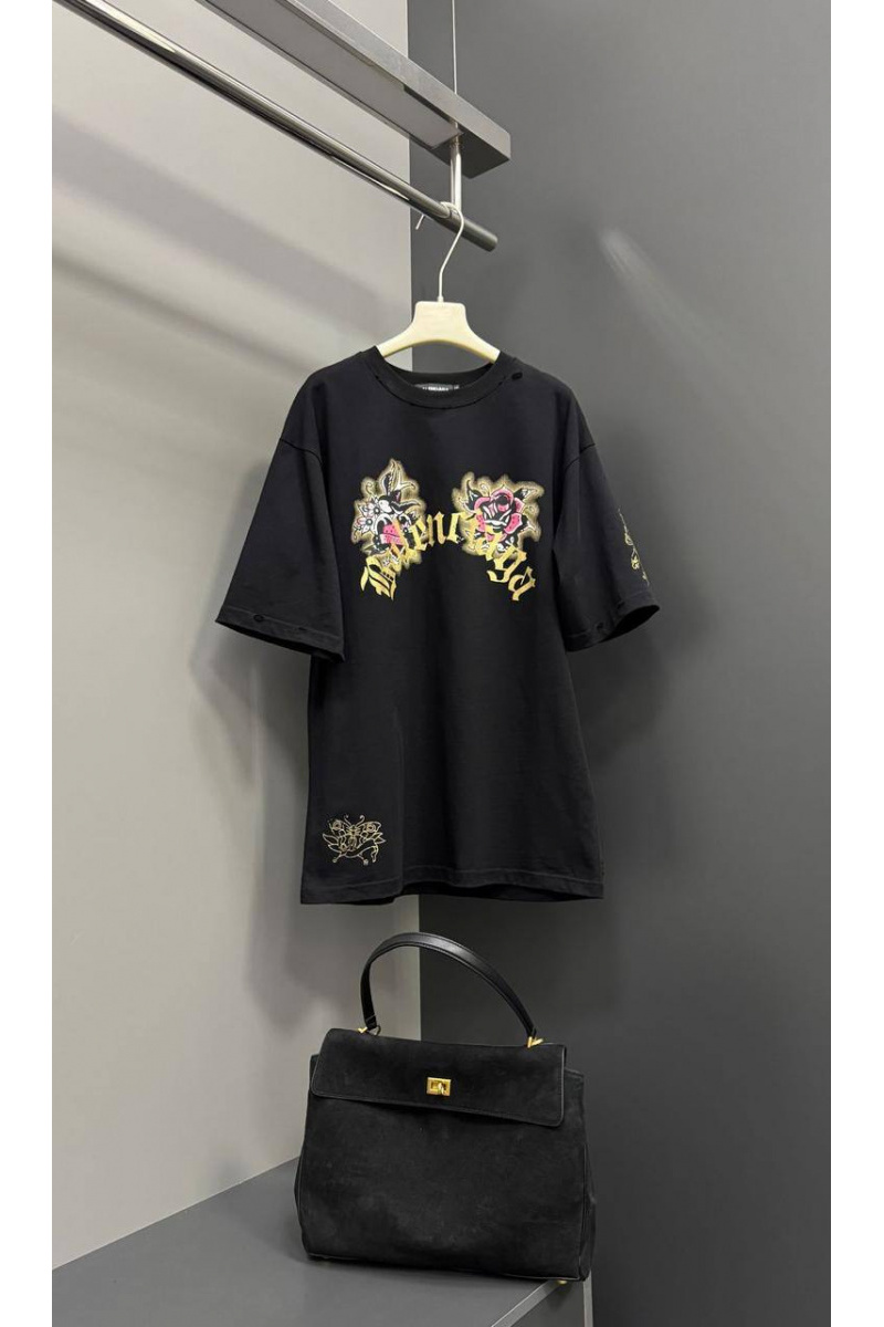 Balenciaga Женская чёрная оверсайз футболка 