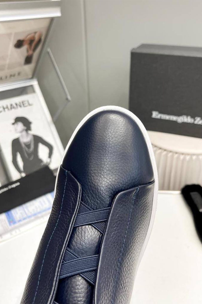 Zegna Кроссовки с мехом Triple Stitch - Navy
