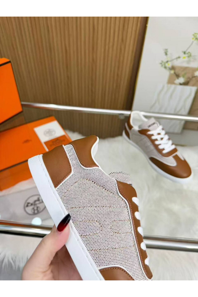 Hermes Женские кожаные кроссовки Match