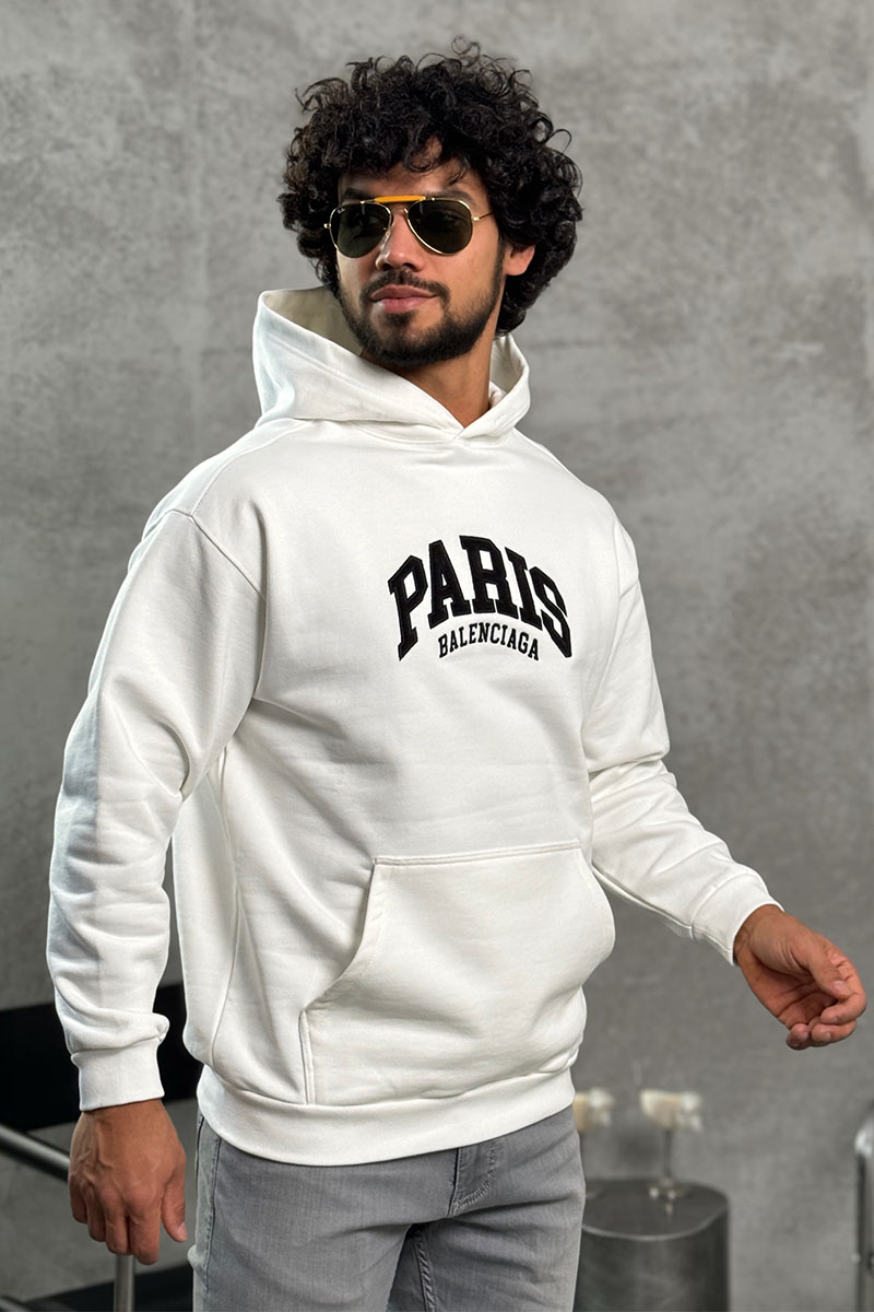 Balenciaga Белое худи Paris logo-embroidered
