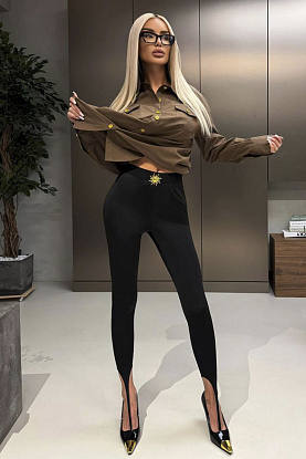 Женские леггинсы со штрипками premium - Black