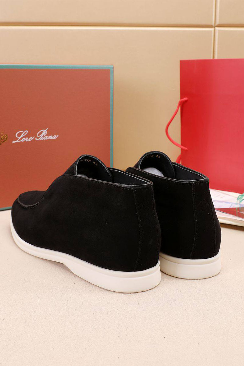 Loro Piana Замшевые лоферы с мехом Open Walk - Black