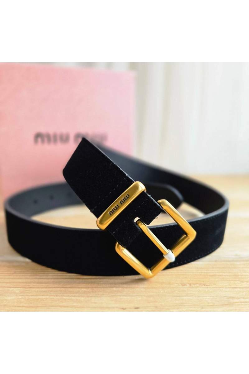 MIU MIU Замшевый ремень чёрного цвета - длина 80 / 85 см