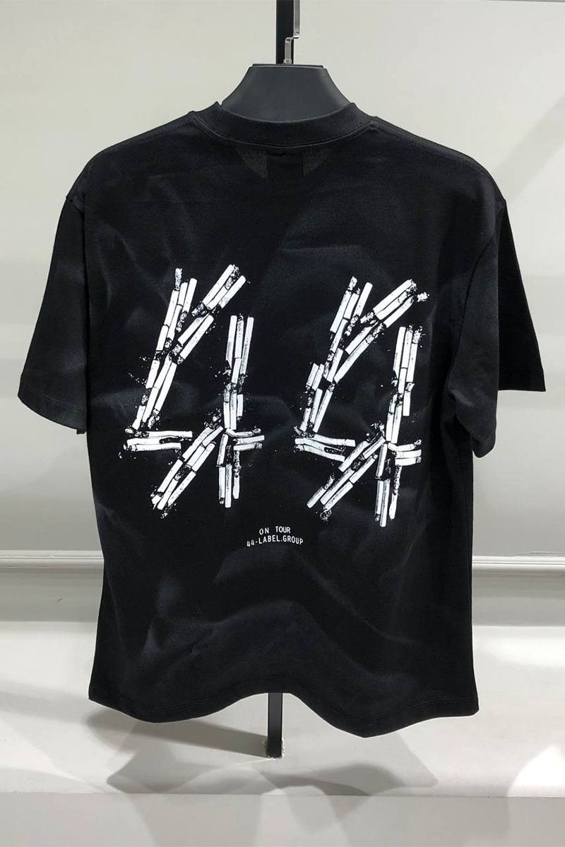 Designer Clothing Чёрная оверсайз футболка 44 Label Group smoke-effect 