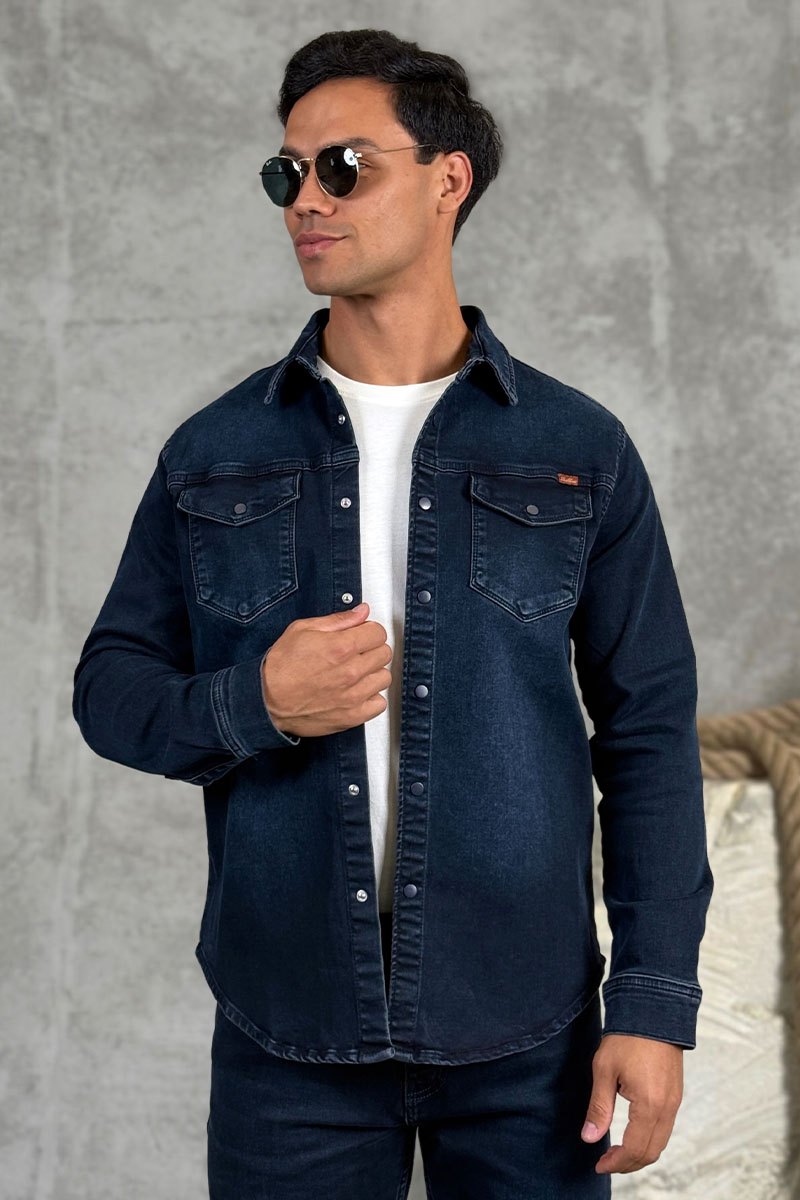 Loro Piana Джинсовая рубашка тёмно-синего цвета