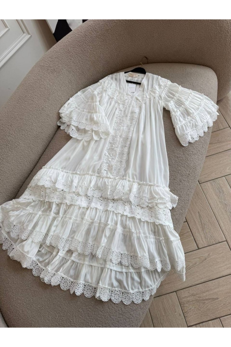 Zimmermann Женское кружевное платье белого цвета Zimmermann