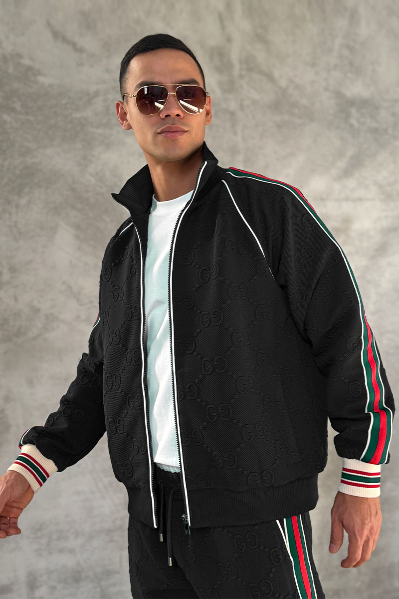 Gucci Чёрная кофта на молнии GG jacquard 