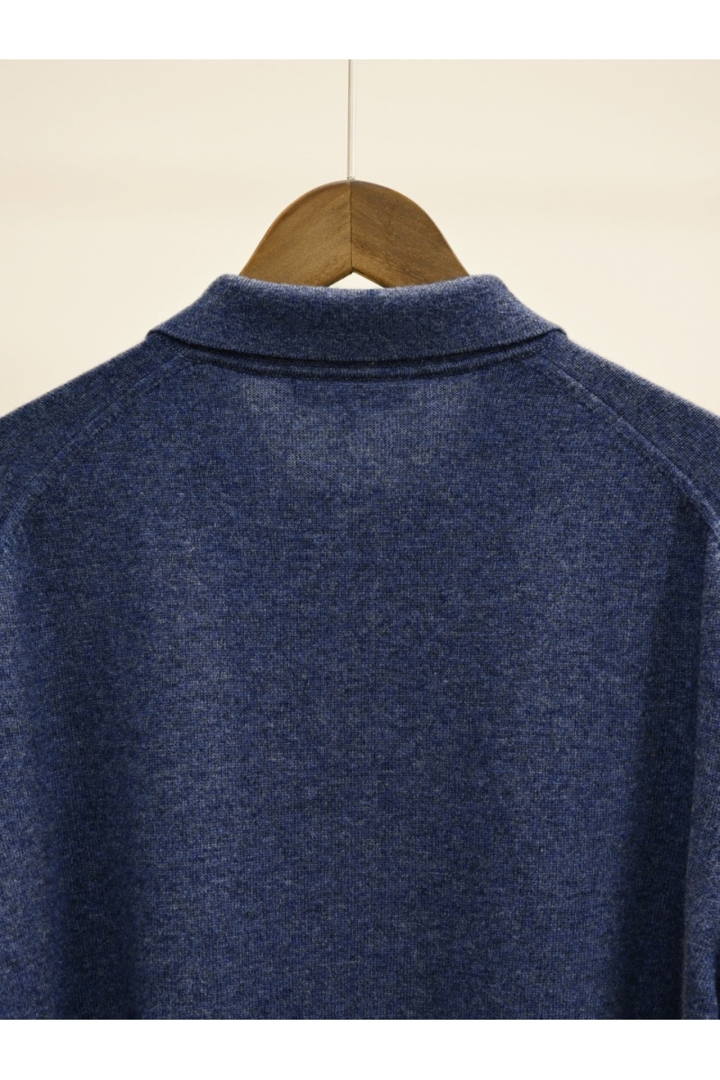 Loro Piana Синее поло с длинным рукавом premium