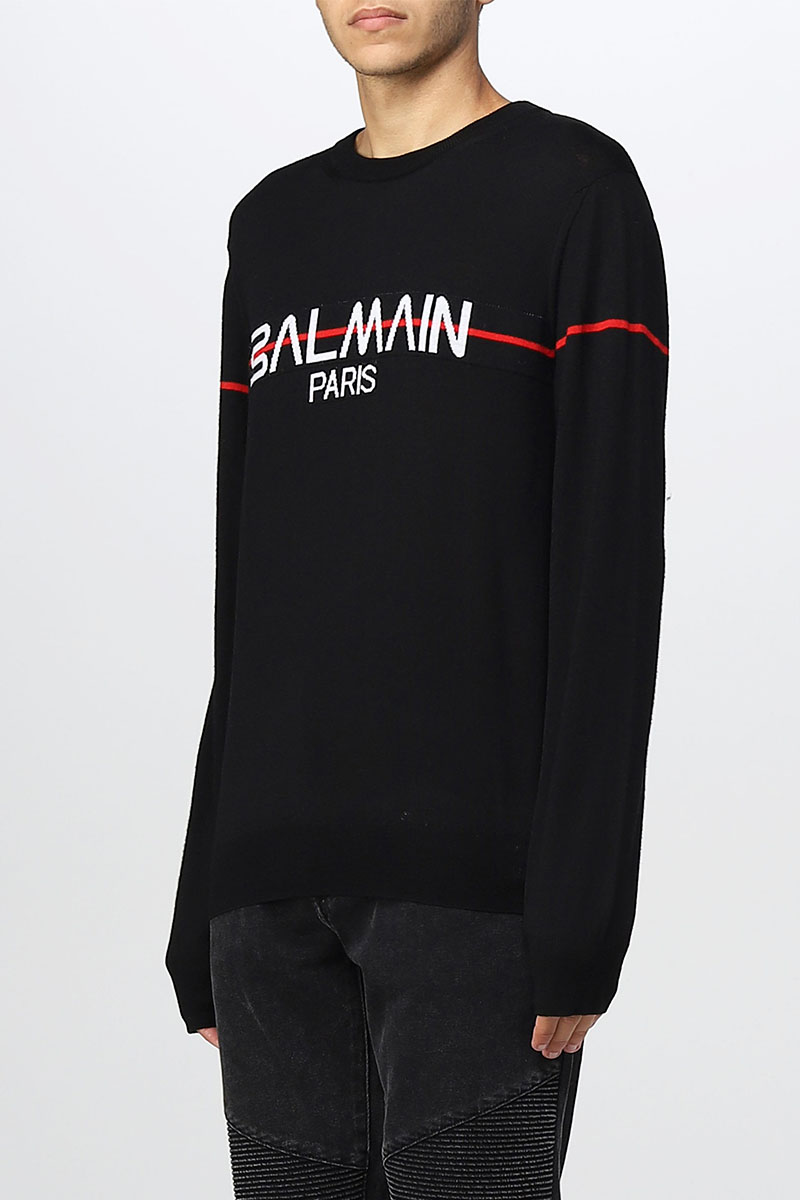 Balmain Чёрный джемпер intarsia logo jumper