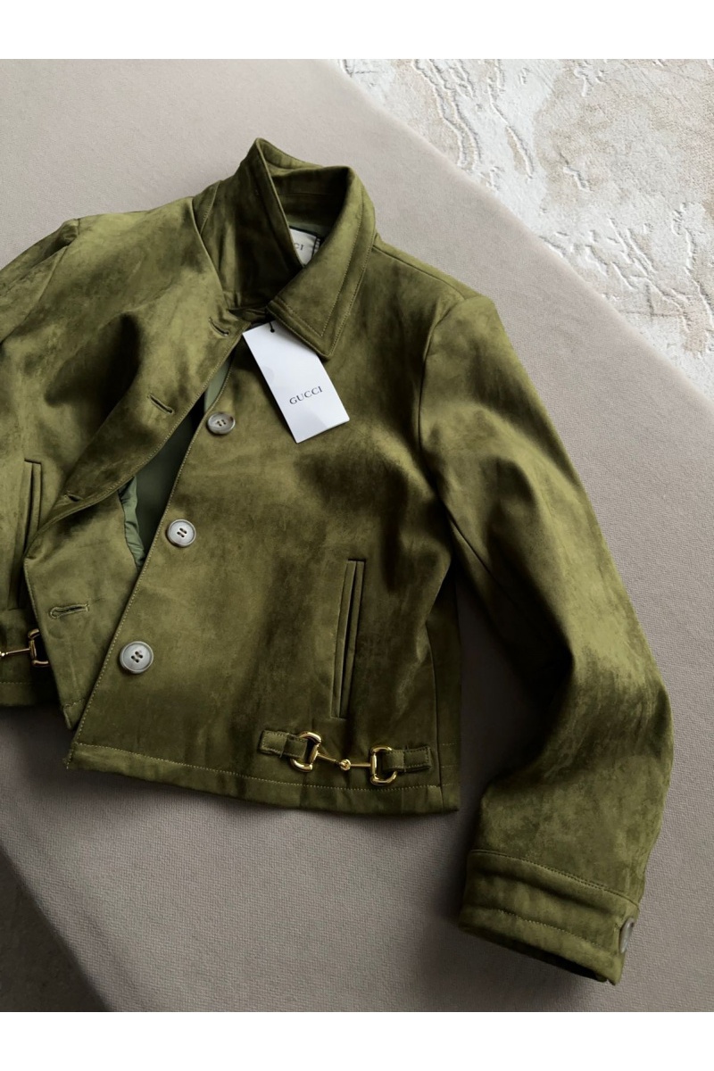 Gucci Женская куртка зелёного цвета GG 