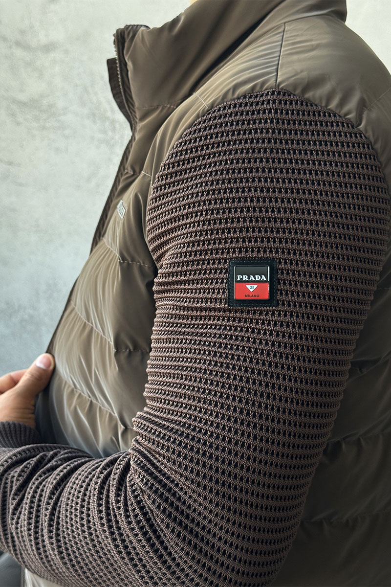 Prada Куртка с вязаными рукавами Linea Rossa - Brown