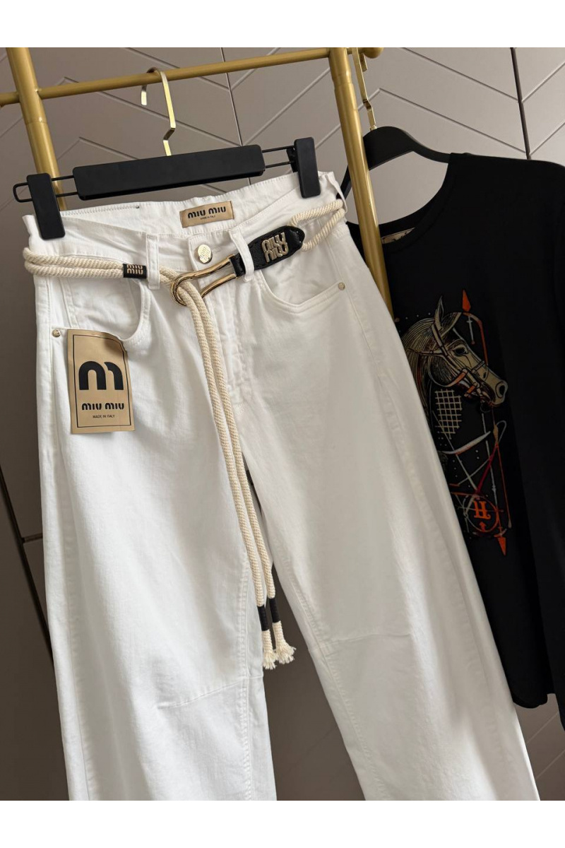 MIU MIU Женские джинсы белого цвета premium