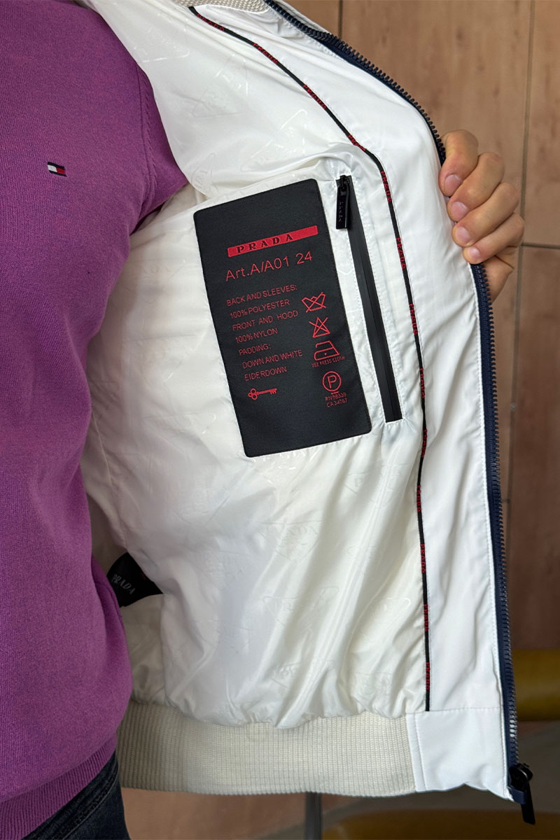 Prada Куртка с вязаными рукавами Linea Rossa - White