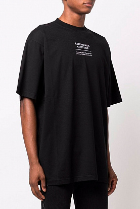 Чёрная оверсайз футболка Couture print