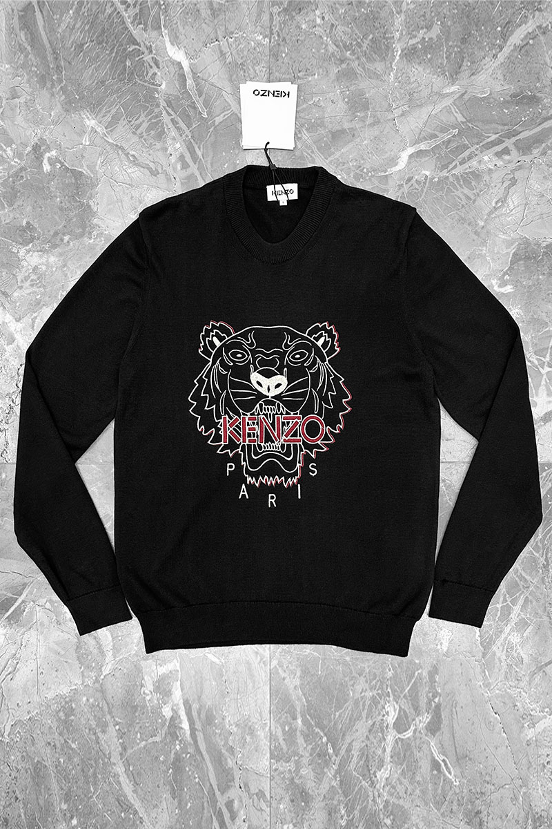 Kenzo Чёрный свитер Tiger logo-embroidered