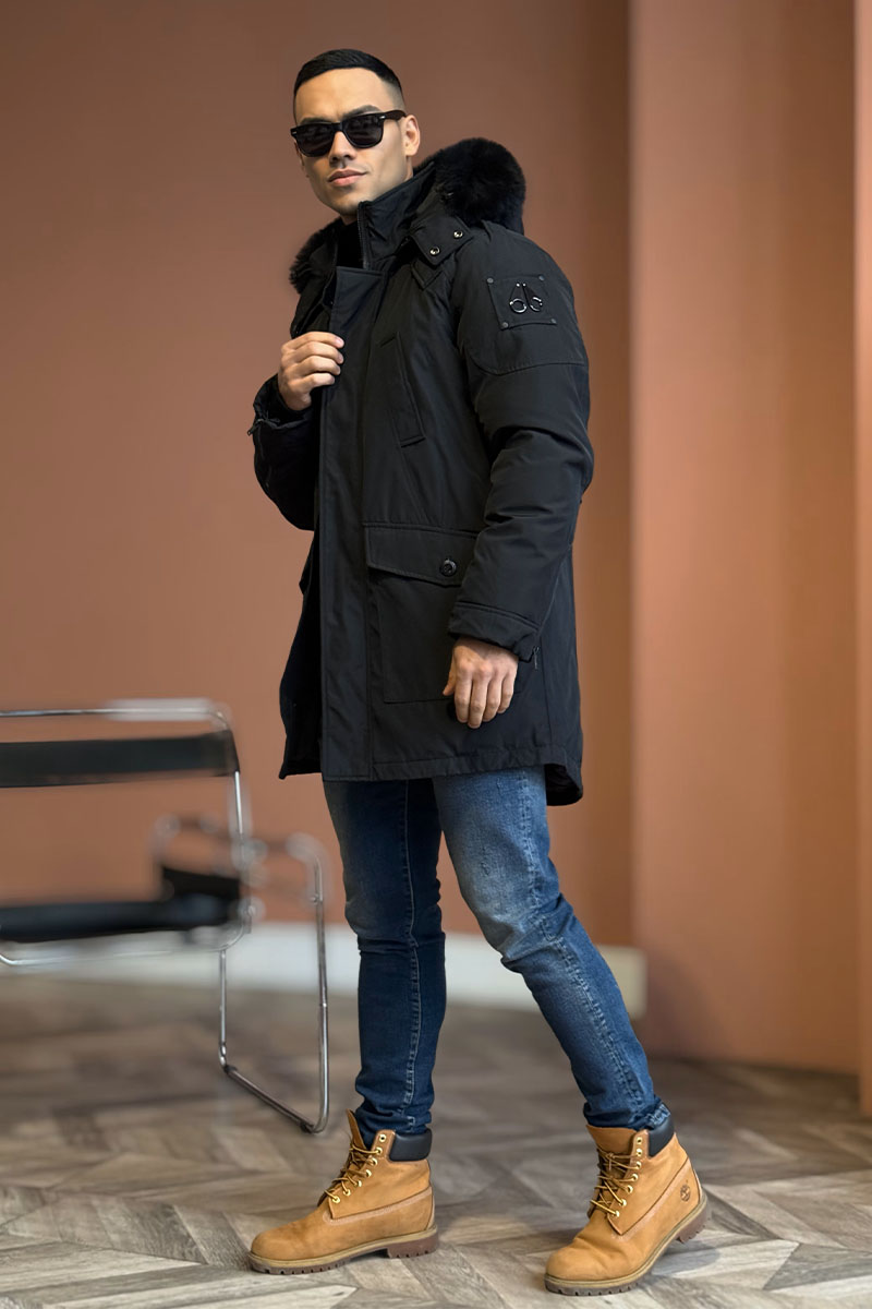 Designer Clothing Парка чёрного цвета Moose Knuckles Gold Series Stag Lake 