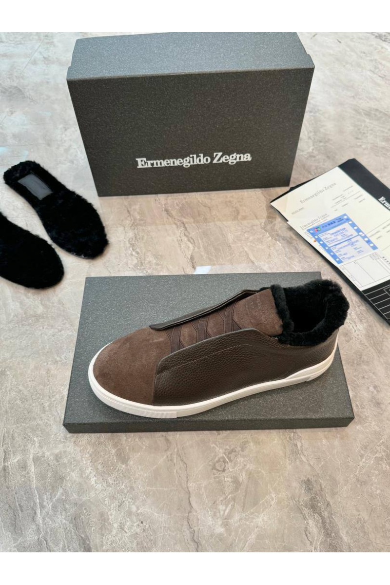 Zegna Кроссовки с мехом Triple Stitch