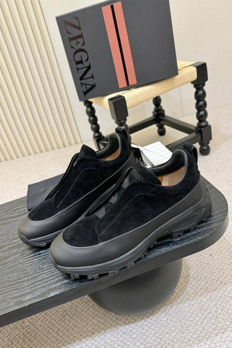 Zegna Замшевые кроссовки Triple Stitch Monte - Black