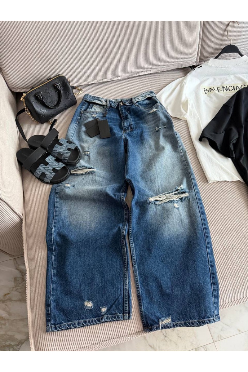 Balenciaga Женские синие багги джинсы premium