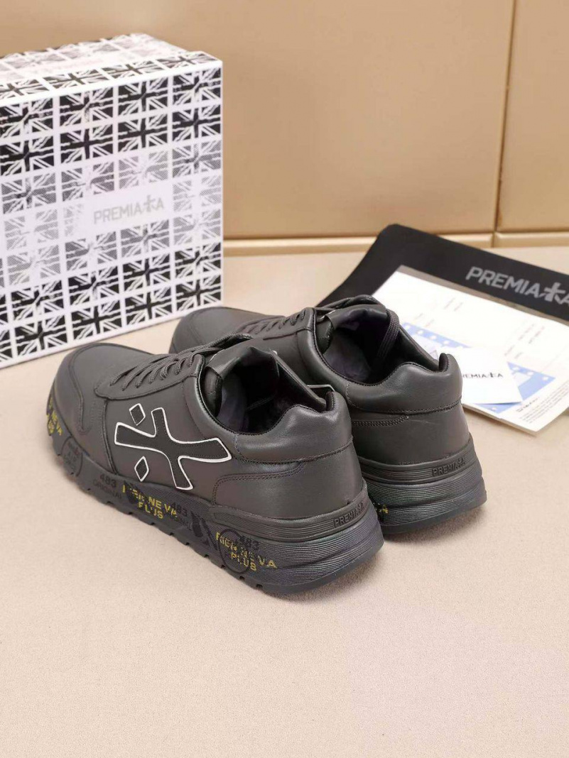 Premiata Кожаные кроссовки с мехом low-top - Grey