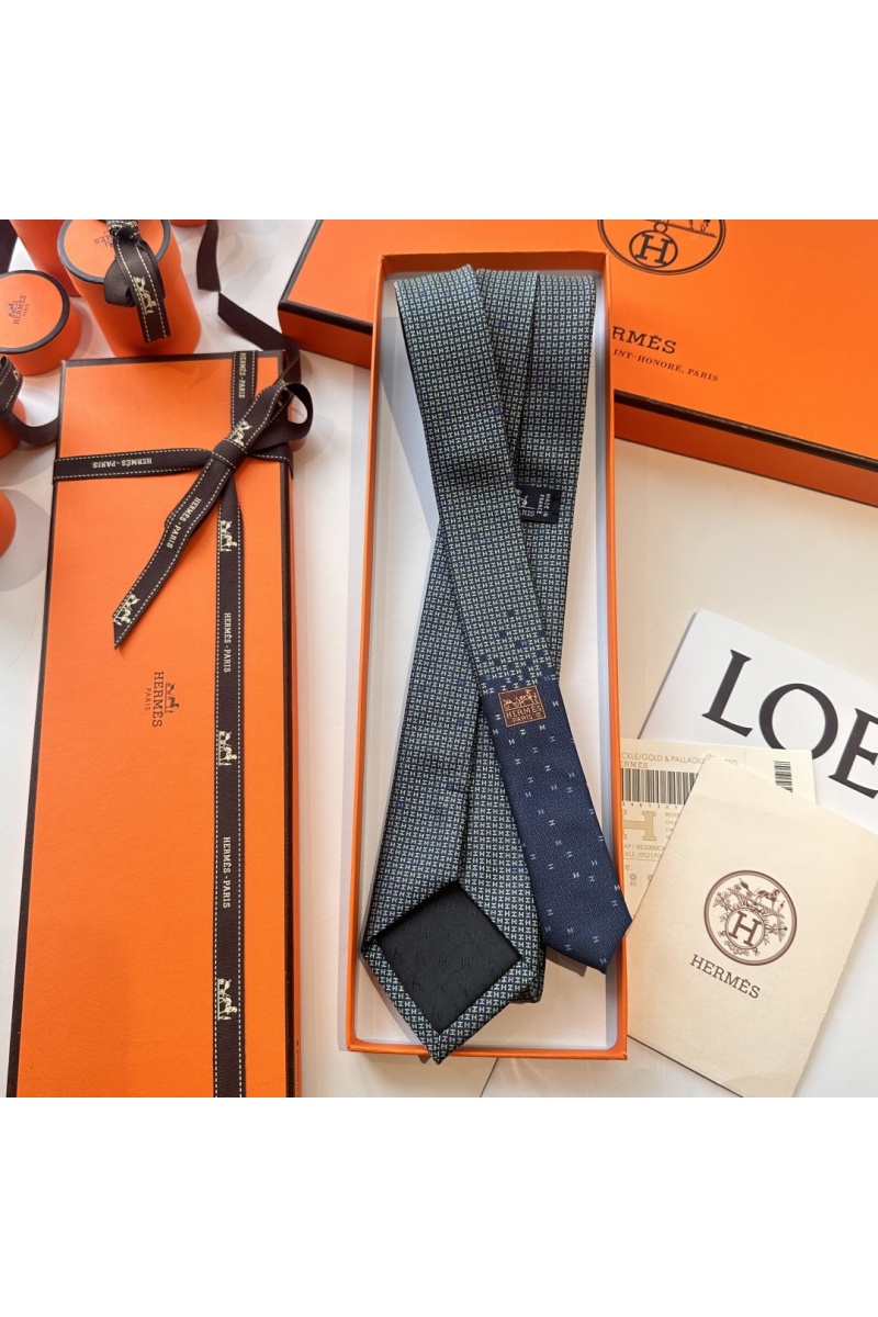 Hermes Галстук geometric logo-print premium - Black