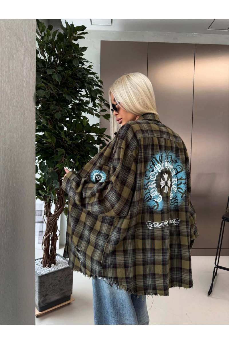 Chrome Hearts Женская оверсайз рубашка в клетку premium