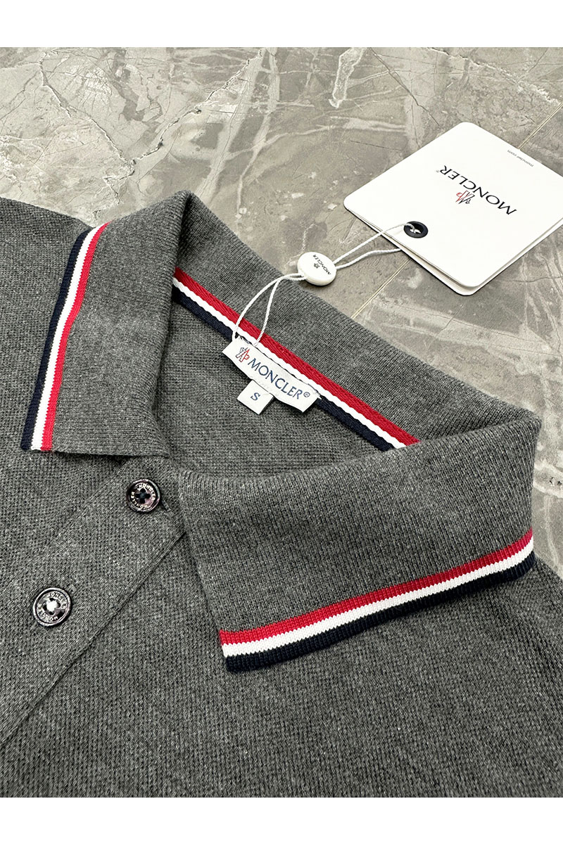 Moncler Мужское поло серого цвета logo-patch