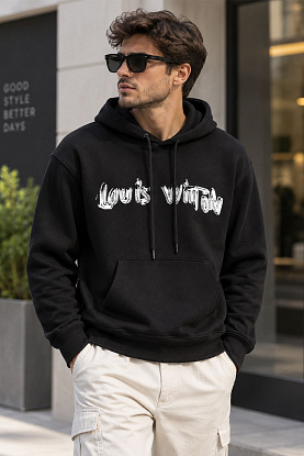 Мужское чёрное худи graphic-print 