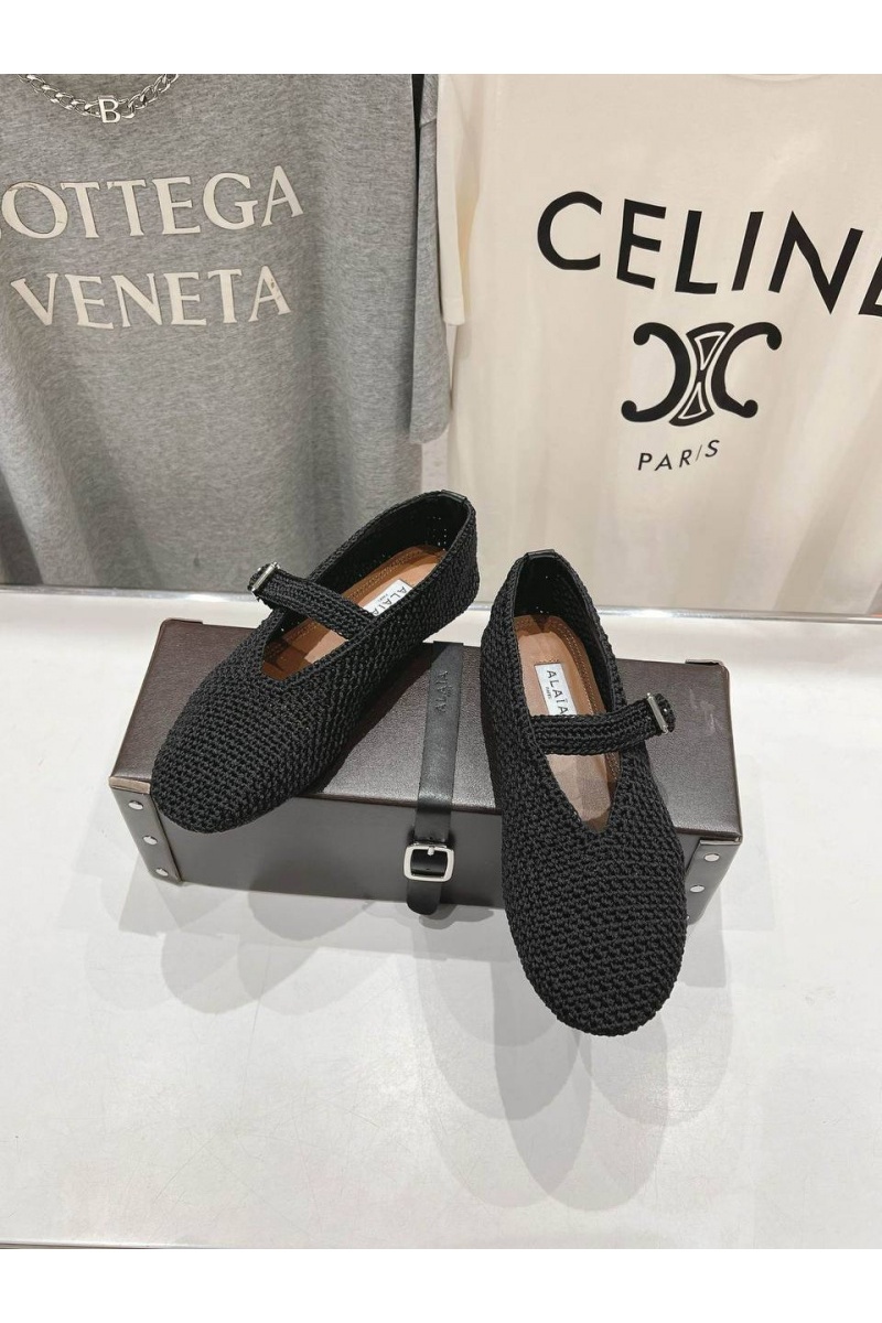Designer Clothing Женские плетёные балетки ALaia Premium - Black