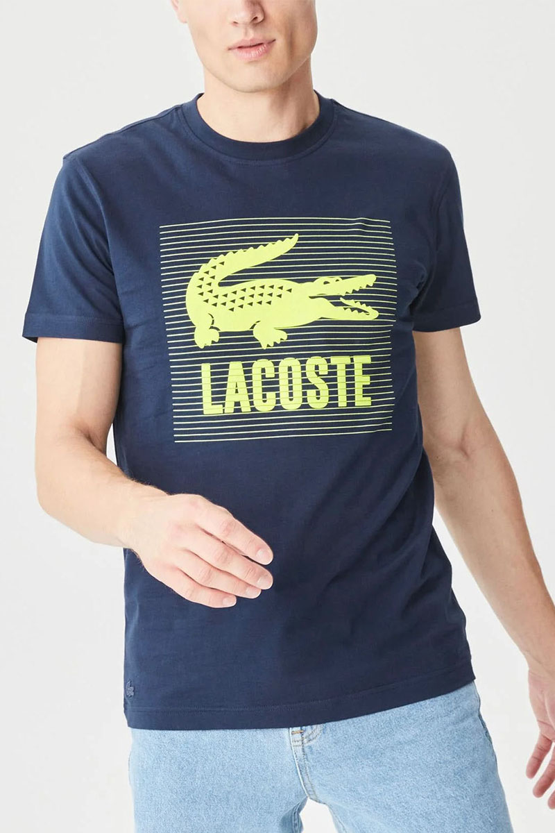 Lacoste Мужская тёмно-синяя футболка crocodile print 