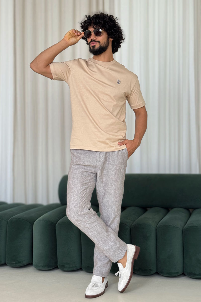 Designer Мужская бежевая футболка 
