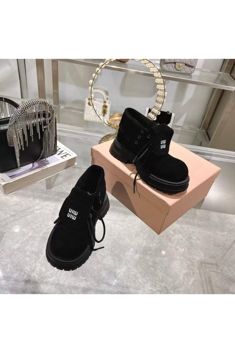 MIU MIU Женские замшевые ботинки Premium - Black