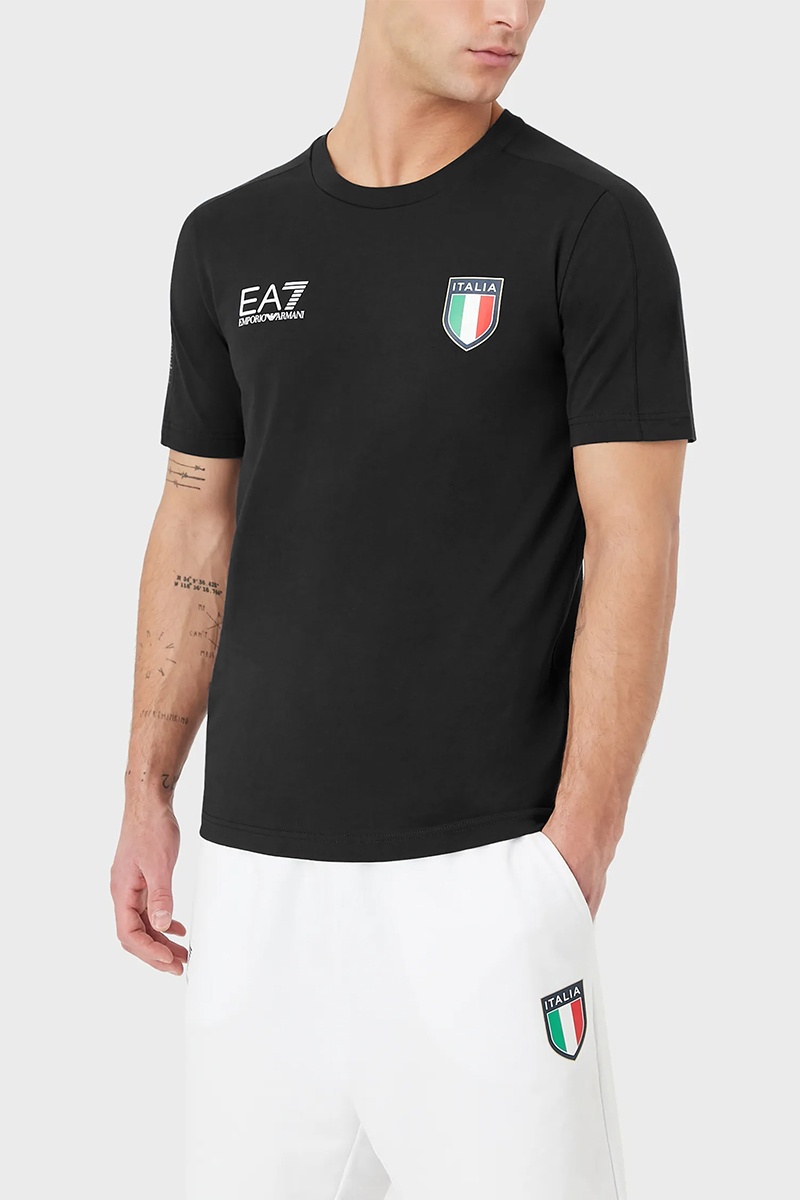 Emporio Armani EA7 Чёрная футболка Team Italia