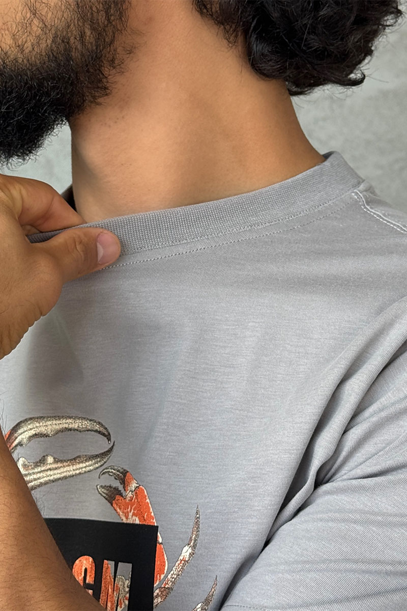 Designer Clothing Серая оверсайз футболка MSGM Crab-print