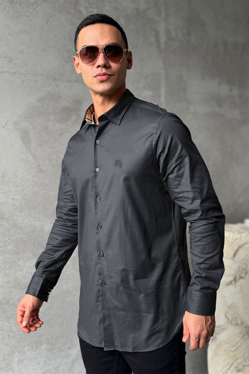 Burberry Мужская рубашка logo-embroidered - Grey