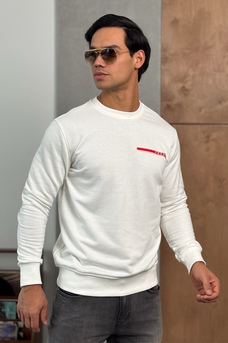 Prada Мужской белый свитшот Linea Rossa logo