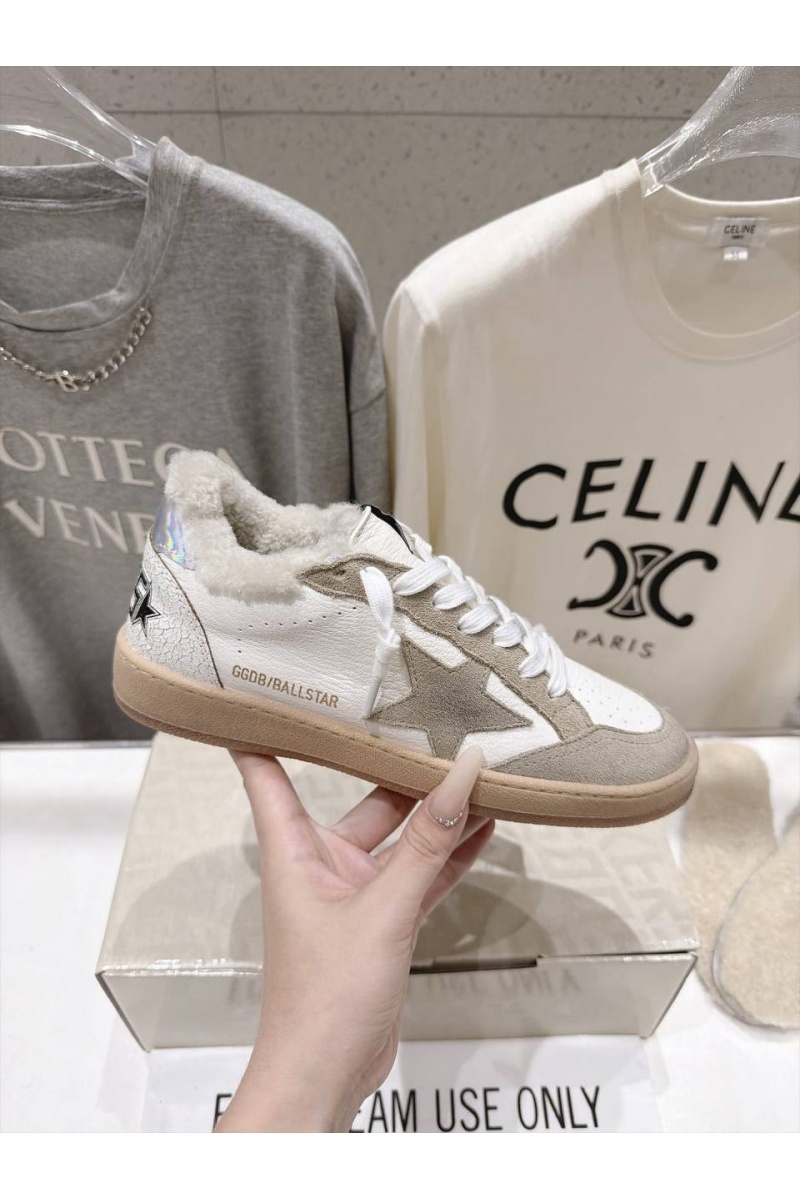 Designer Clothing Женские комбинированные кроссовки с мехом Golden Goose Ball Star premium