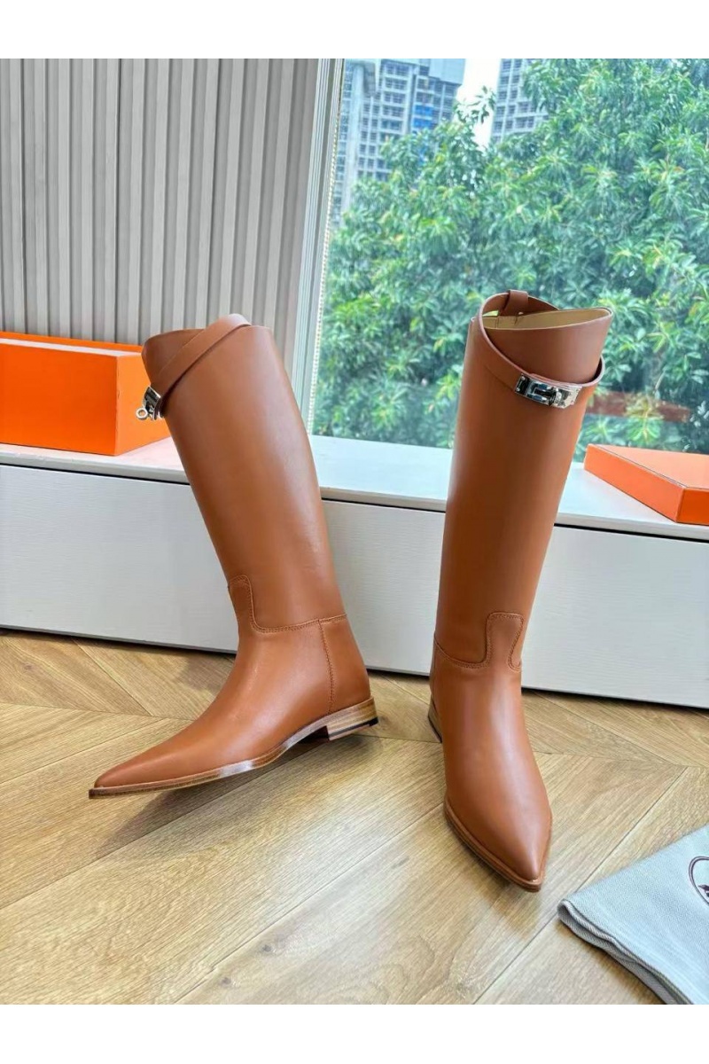 Hermes Женские кожаные сапоги Jumping Boot premum