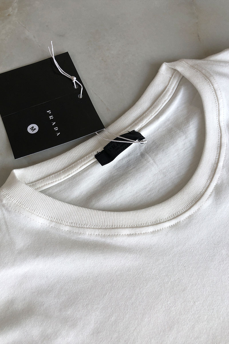 Prada Белая мужская футболка embroidered logo