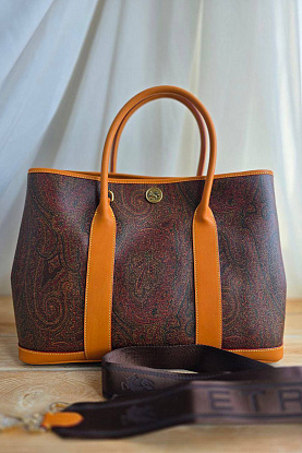 Кожаная сумка с узором пейсли 37x28 см