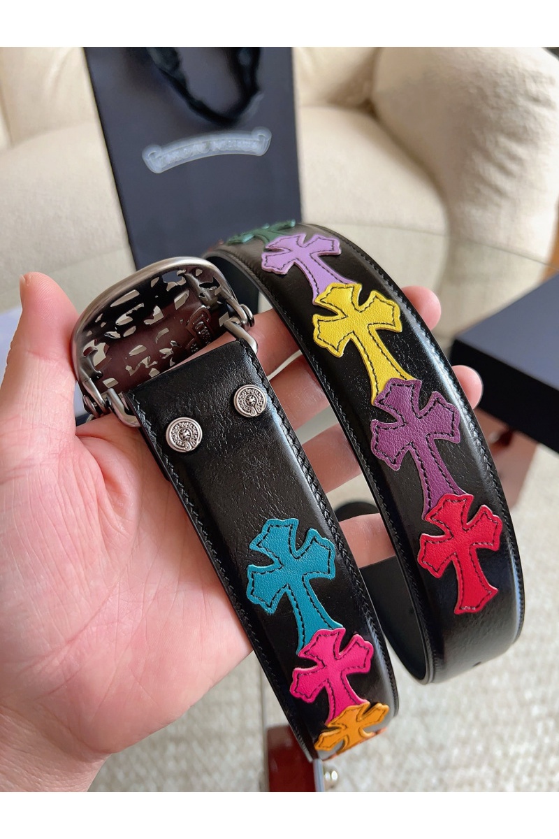 Chrome Hearts Кожаный ремень Cross Patch Cemetery premium