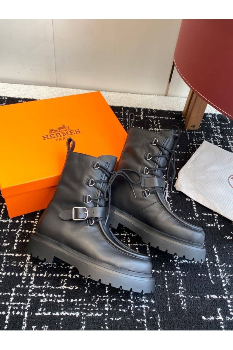 Hermes Женские кожаные ботинки Land Ankle premium