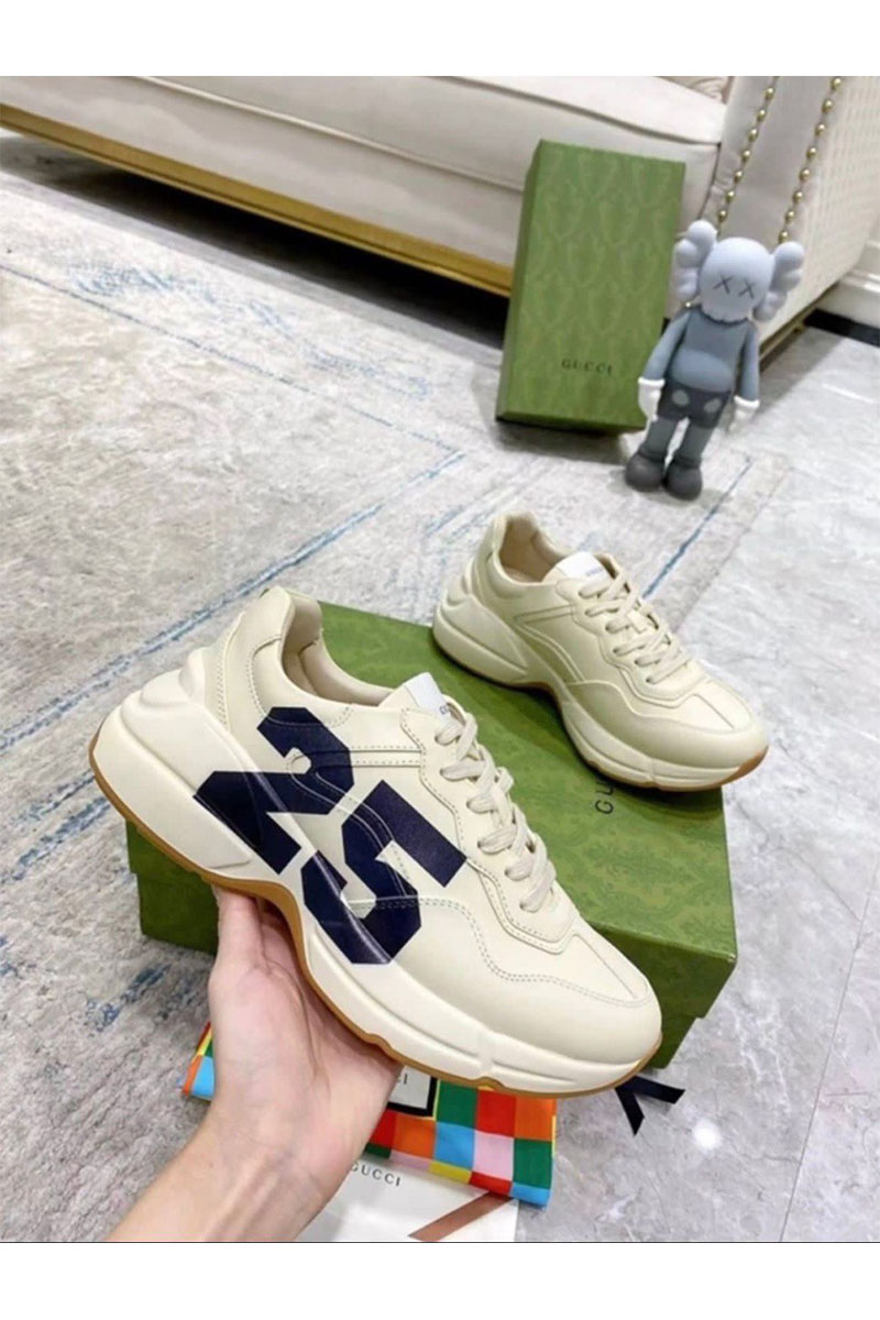 Gucci Кожаные кроссовки Rhyton "25" - Beige