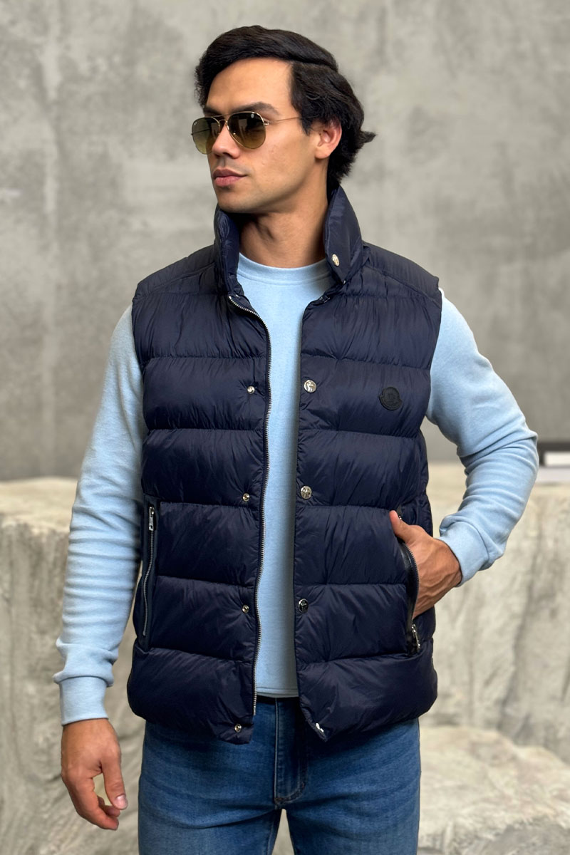 Moncler Тёмно-синий жилет Herniaire logo-patch