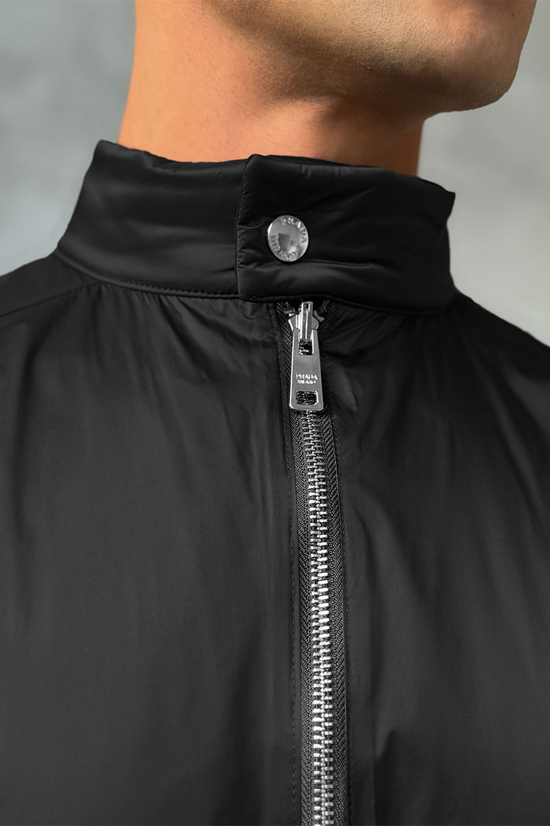 Prada Двусторонняя ветровка logo-plaque - Black / Grey