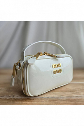 Женская лакированная сумка 20x12 см - White
