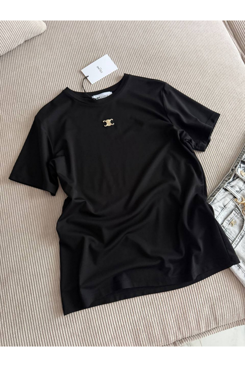 Celine Женская чёрная футболка premium