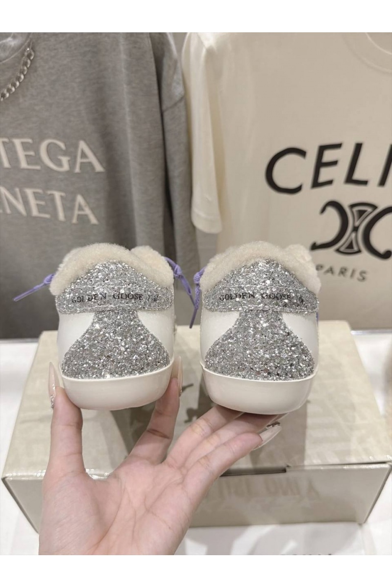 Designer Clothing Женские комбинированные кроссовки с мехом Golden Goose Ball Star premium
